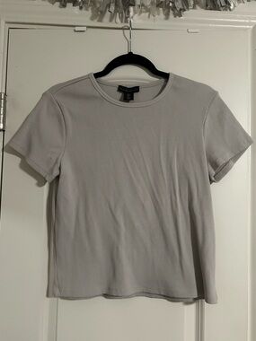 House of Harlow 1960 Light Gray Ribbed Short Sleeve Tee